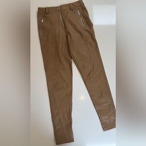 Topshop Women’s Faux Leather Biker Leggings with Zip Details